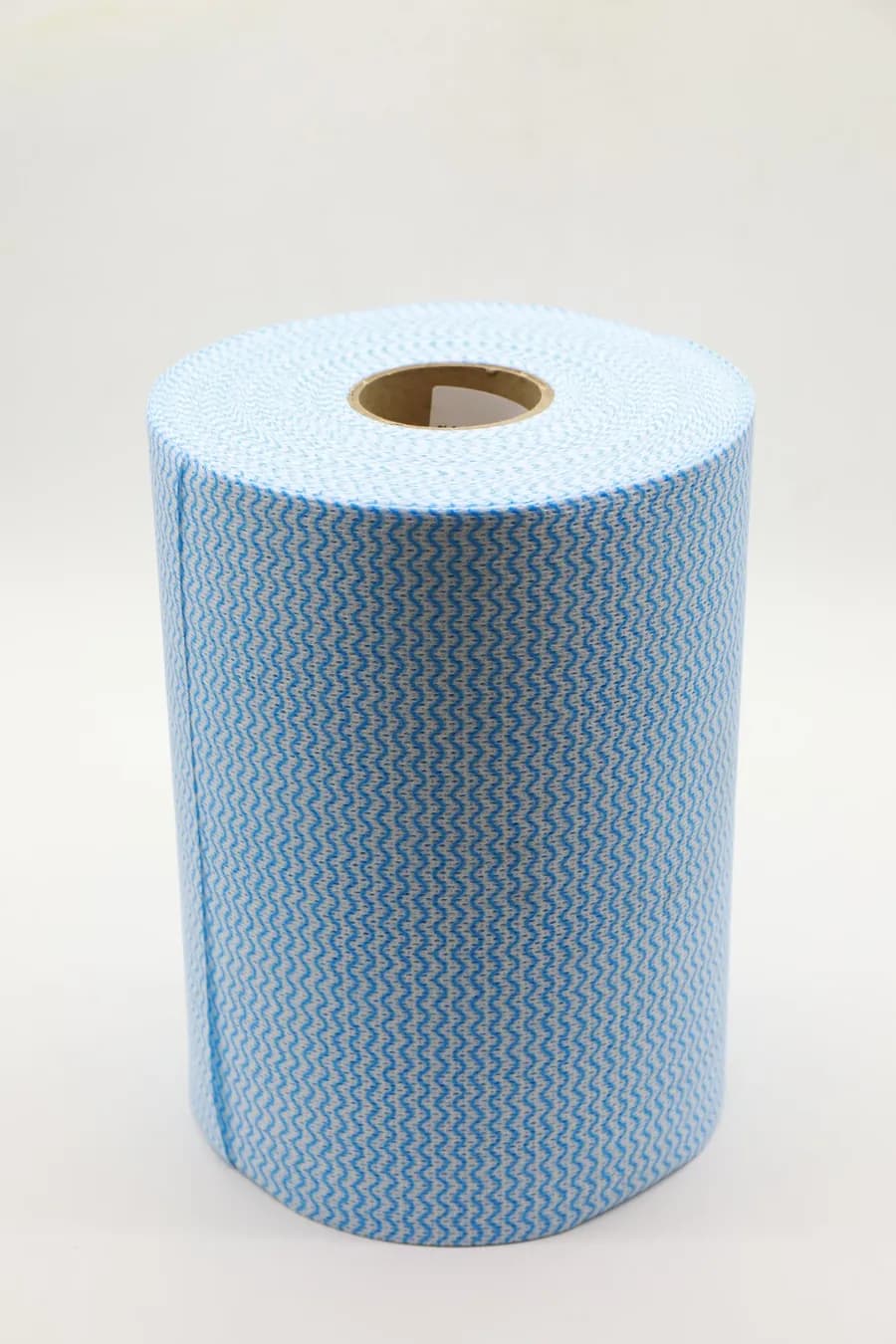 HACCP light blue color-coded spunlace nonwoven roll with wave embossing, solution-dyed viscose for food processing zone separation