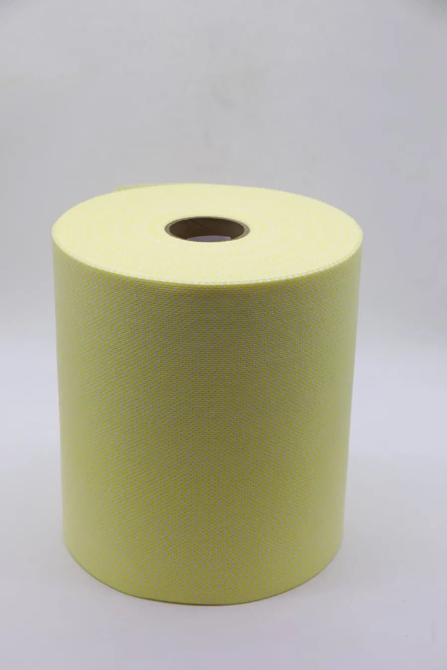 HACCP yellow color-coded spunlace nonwoven roll with wave embossing, solution-dyed viscose for poultry and egg handling zones